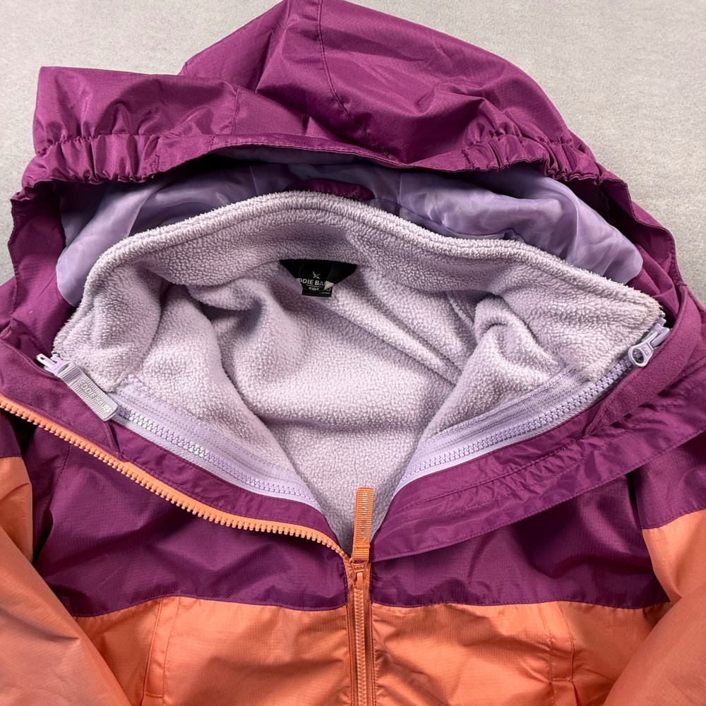 Eddie Bauer Kids 3-in-1 Hooded Jacket Purple Orange Fleece Liner M 10/12 - Picture 3 of 6